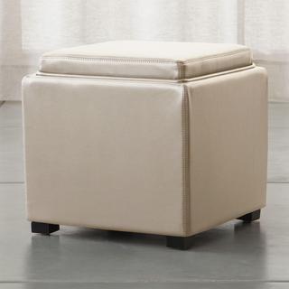 Stow Leather Storage Ottoman
