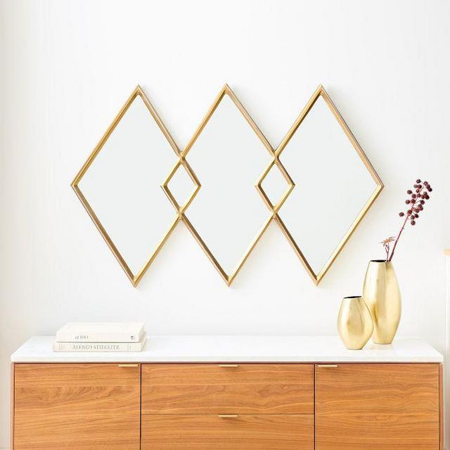 Overlapping Diamonds Metal Wall Mirror - 54"W x 36"H