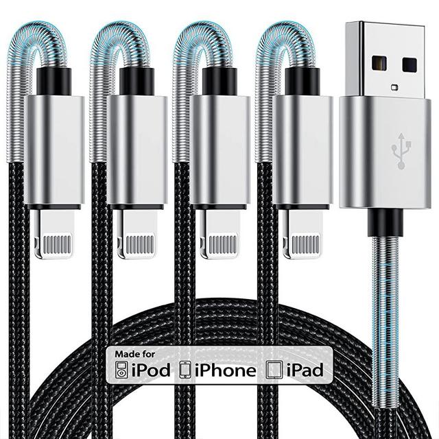 iPhone Charger Cable 6ft 4Pack,[Apple MFi Certified] USB to Lightning Cable 6 Foot,iPhone Charger Cord Fast Charging 6 Feet for Apple iPhone 13/12/11/X/XR/8/7/6s/6/5S/mini/Pro Max/iPad Original