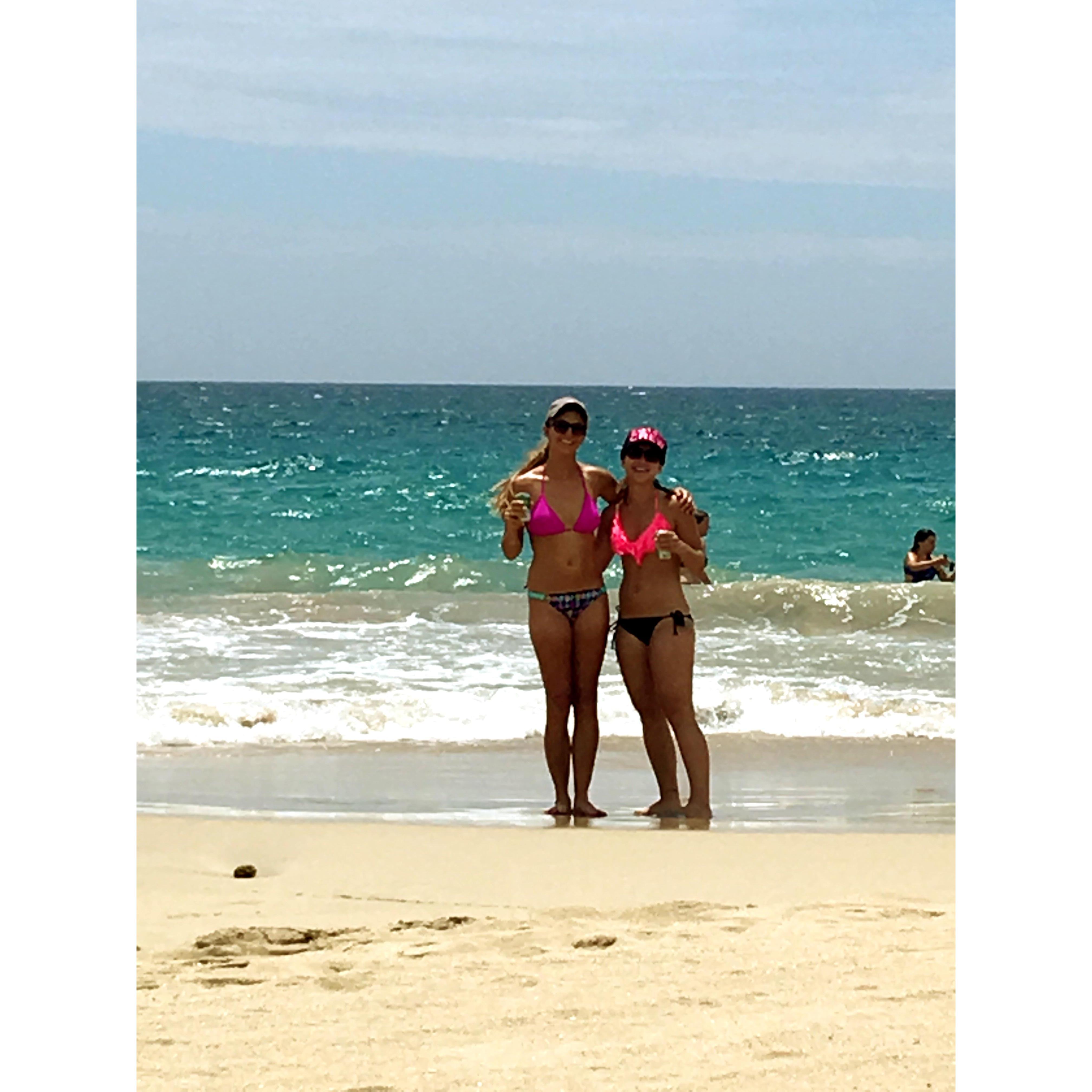 Kelly and bridesmaid Kelsey at Hapuna Beach