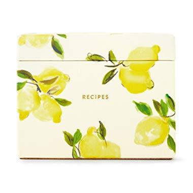Kate Spade New York Recipe Box with 40 Double Sided Recipe Cards, Lemon