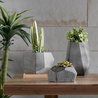 3-Piece Geo Grey Planter Set