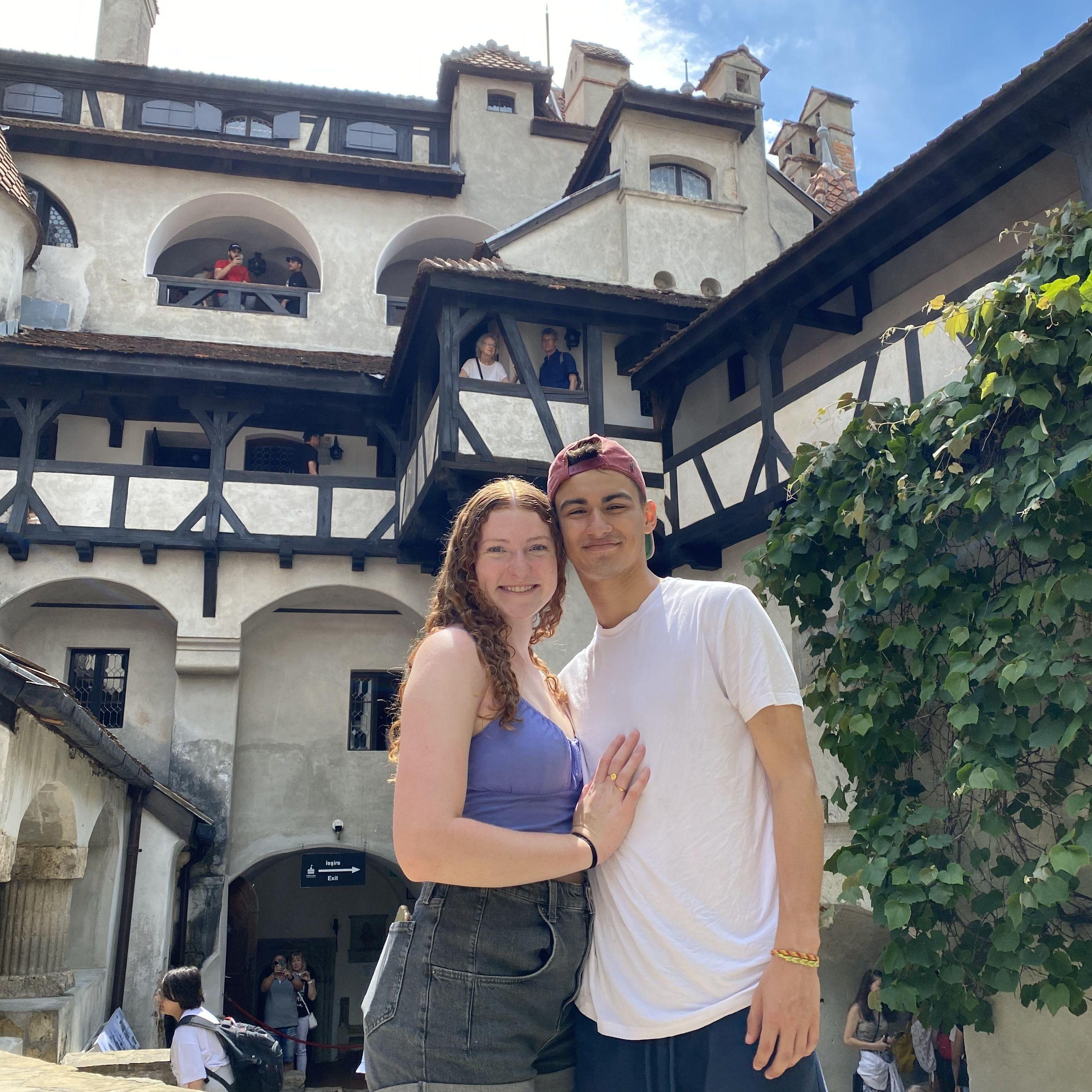 6.21.22 - Amy and Emanuel at Bran Castle (Dracula's Castle) in Transylvania, Romania.