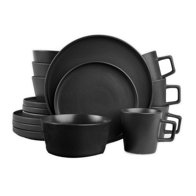 Stone Lain 16-Piece Dinnerware Set in Matte Black