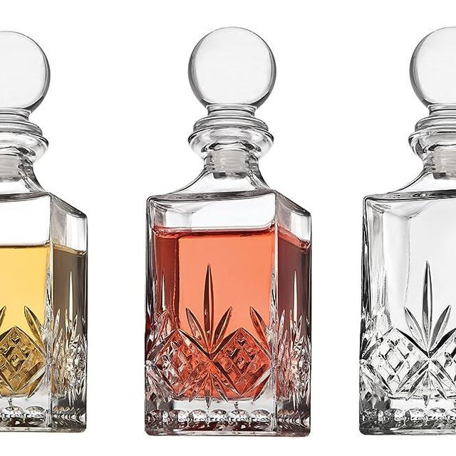 Godinger Mini Whiskey Decanter Barware Set - Dublin Crystal Collection for Liquor Whisky Vodka or Wine - 10oz, set of 3