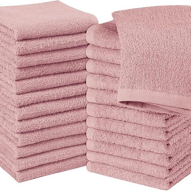 Utopia Towels Cotton Washcloths Set - 100% Ring Spun Cotton, Premium Quality Flannel Face Cloths, Highly Absorbent and Soft Feel Fingertip Towels (24 Pack, Dusty Pink)