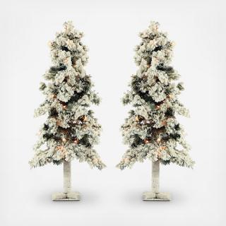Snowy Alpine Trees, Set of 2