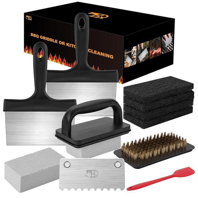 14 Pcs Griddle Cleaning Kit for Blackstone, Complete Flat Top Grill Accessories Kit with Scraper, Cleaning Brick, Scouring Pads, Easy to Remove Stain