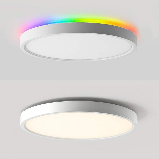 2-in-1 Smart LED Flush Mount Ceiling Light + Backlight, WiFi, Works with Alexa,Google Home,12 Inch, 24W(200W Equivalent) 2000 LM LED Ceiling Lamp Fixture for Bedroom, Living, Fully Dimmable by APP