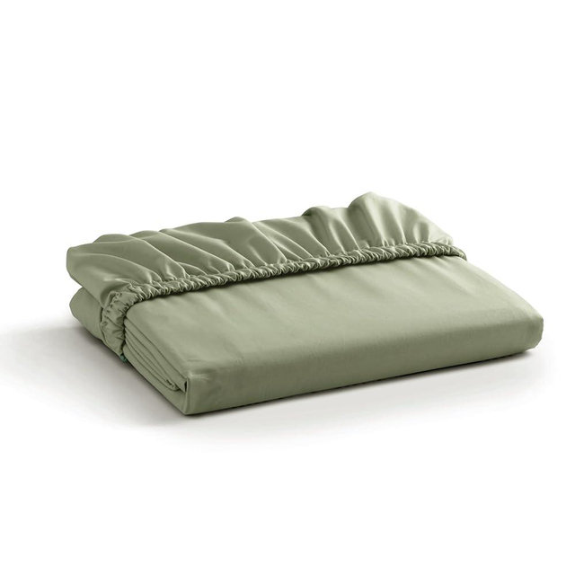 Linen Home 100% Cotton Percale Weave Fitted Sheet, King Size, Sage, 1 Deep Pocket Fitted Sheet, Fits Mattress Upto 16" Crisp and Cool Strong Bed Linen, 78"X80"+15"