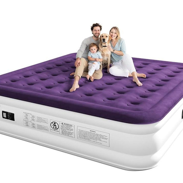 CHILLSUN King Air Mattress with Built in Pump, 18" Raised Comfort Blow up Mattress, Upgraded Air Bed Inflatable Mattress for Guests & Home, colchones inflables, AirBed, 750lbs Max