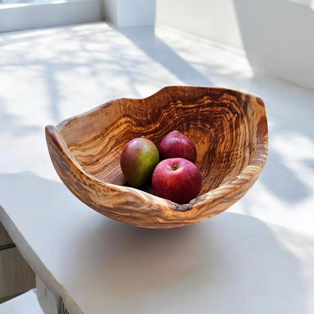 Handcrafted Large Olive Wood Bowl | Unique Serving Bowl | Rustic Kitchen Decor | Eco-Friendly Tableware | Perfect for Salads & Fruits