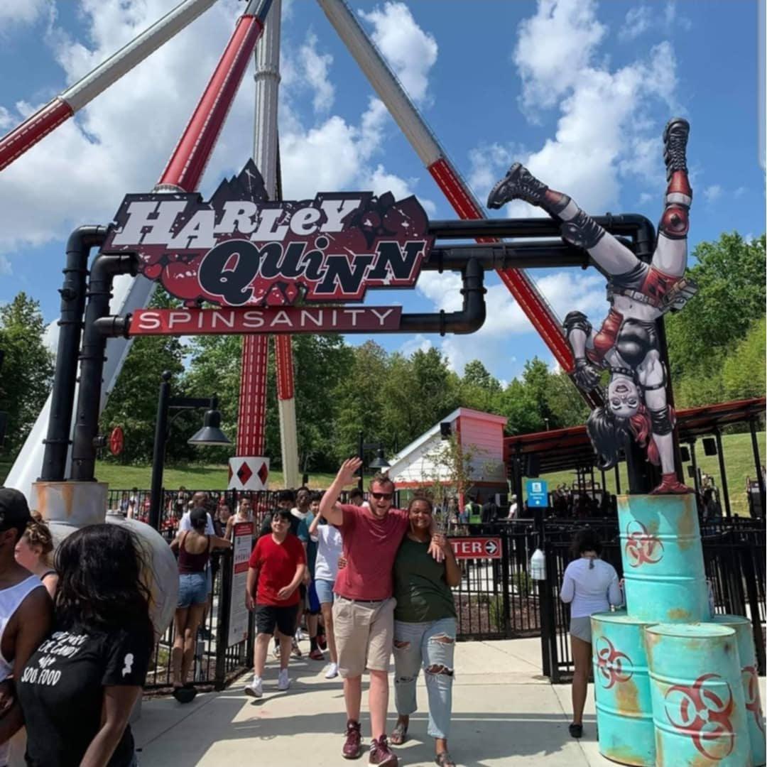 Our first time at Six Flags while Jordein earns an A+ in Sunburn 101