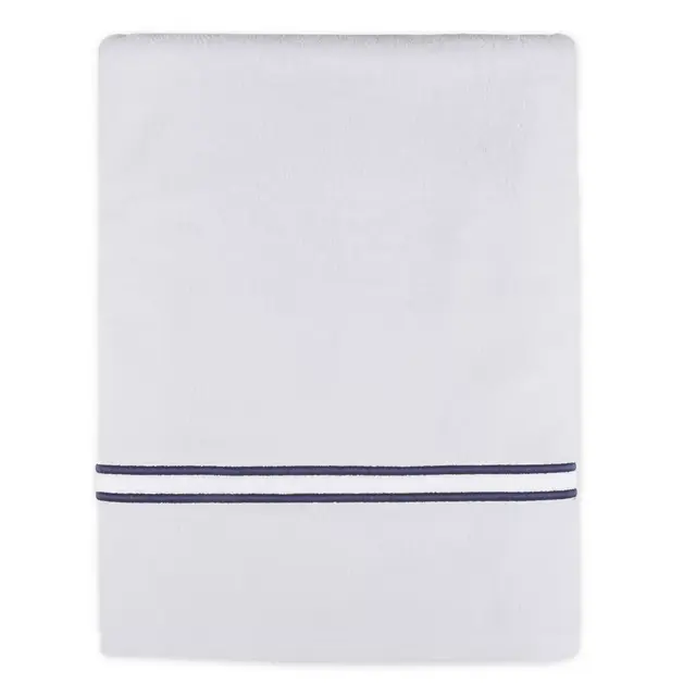 Wamsutta® Classic Baratta Turkish Cotton Embroidered Bath Sheet in White/Navy