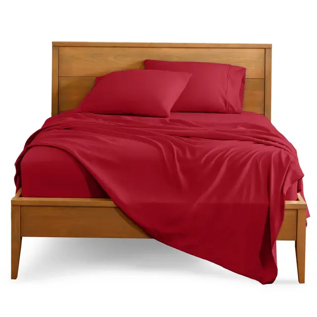 King Red 4 Piece Ultra-Soft Double Brushed Sheet Set by Bare Home