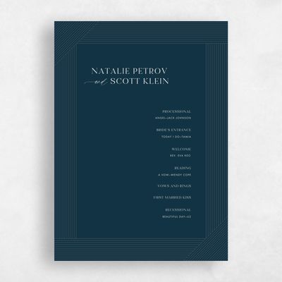 Deepest Teal, Blue Wedding Program - Callum