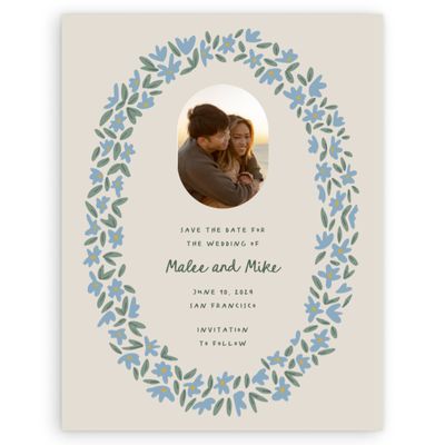 Classic Greige, Blue Wedding Digital Save the Date - Marguerite Photo