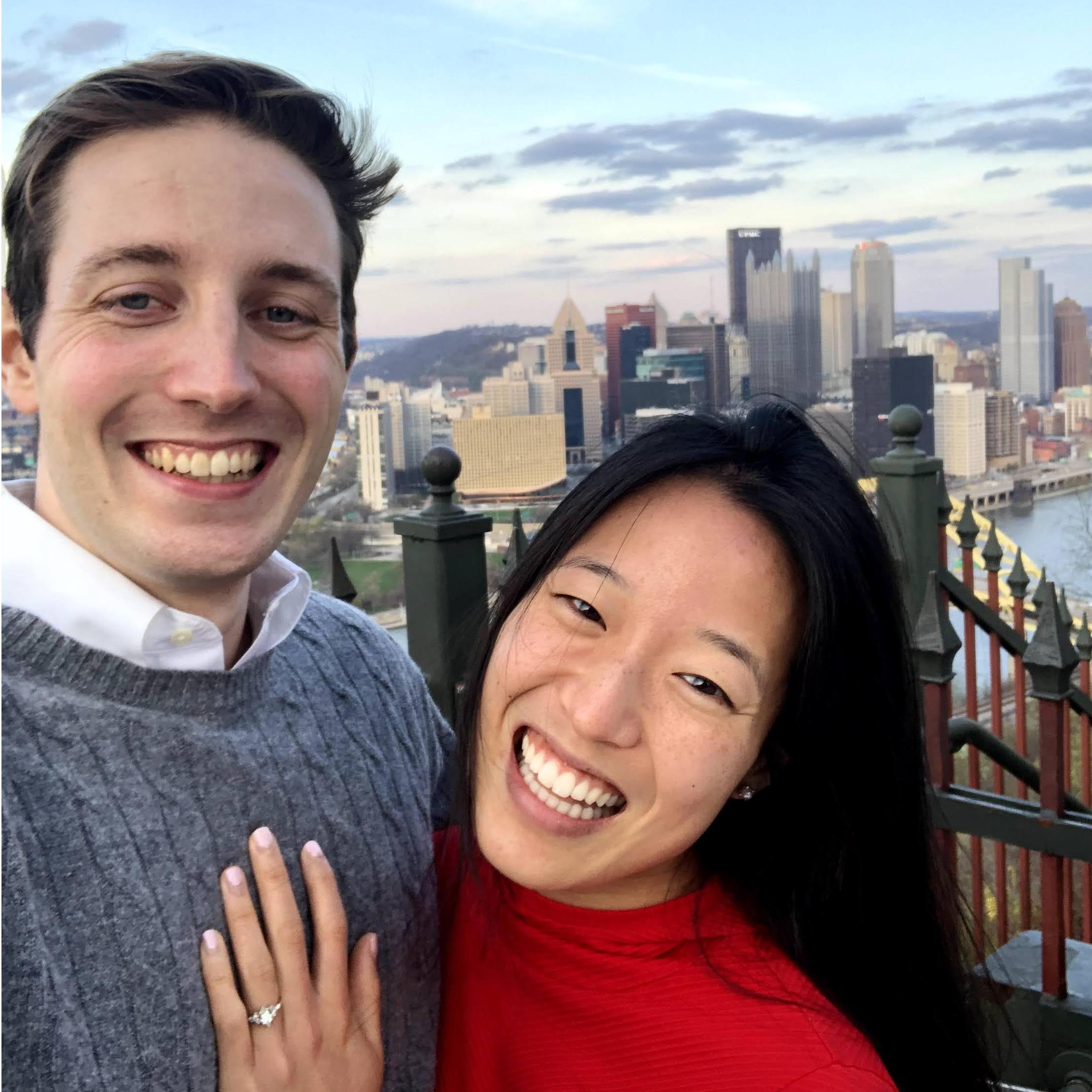 After we got engaged on the Duquesne Incline in Pittsburgh!