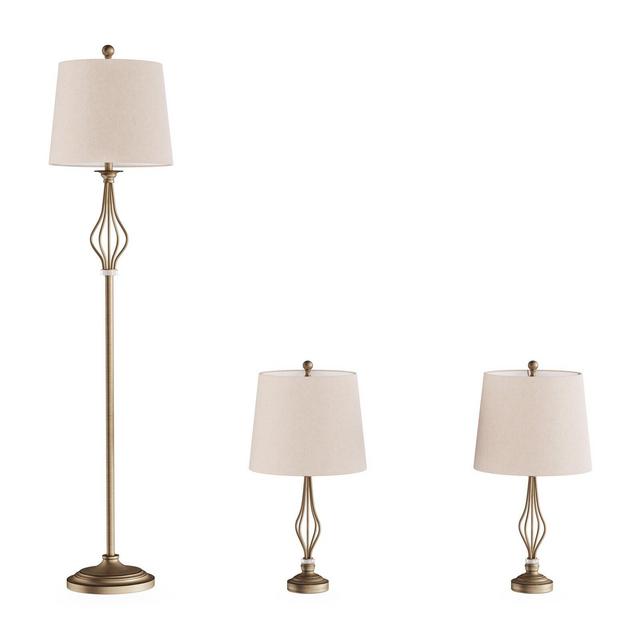 Jaclynn 3 Piece Floor and Table Lamp Set