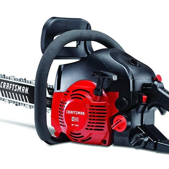 Craftsman 41AY4216791 S165 42cc Full Crank 2-Cycle Gas Chainsaw-16-Inch Bar and Automatic Chain Oiler-Carrying Case Included, Liberty Red