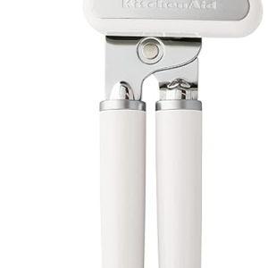 KitchenAid Classic Multifunction Can Opener and Bottle Opener Easy to Use, Razor Sharp Stainless Steel Cutting Wheel, Soft Ergonomic Handles, White