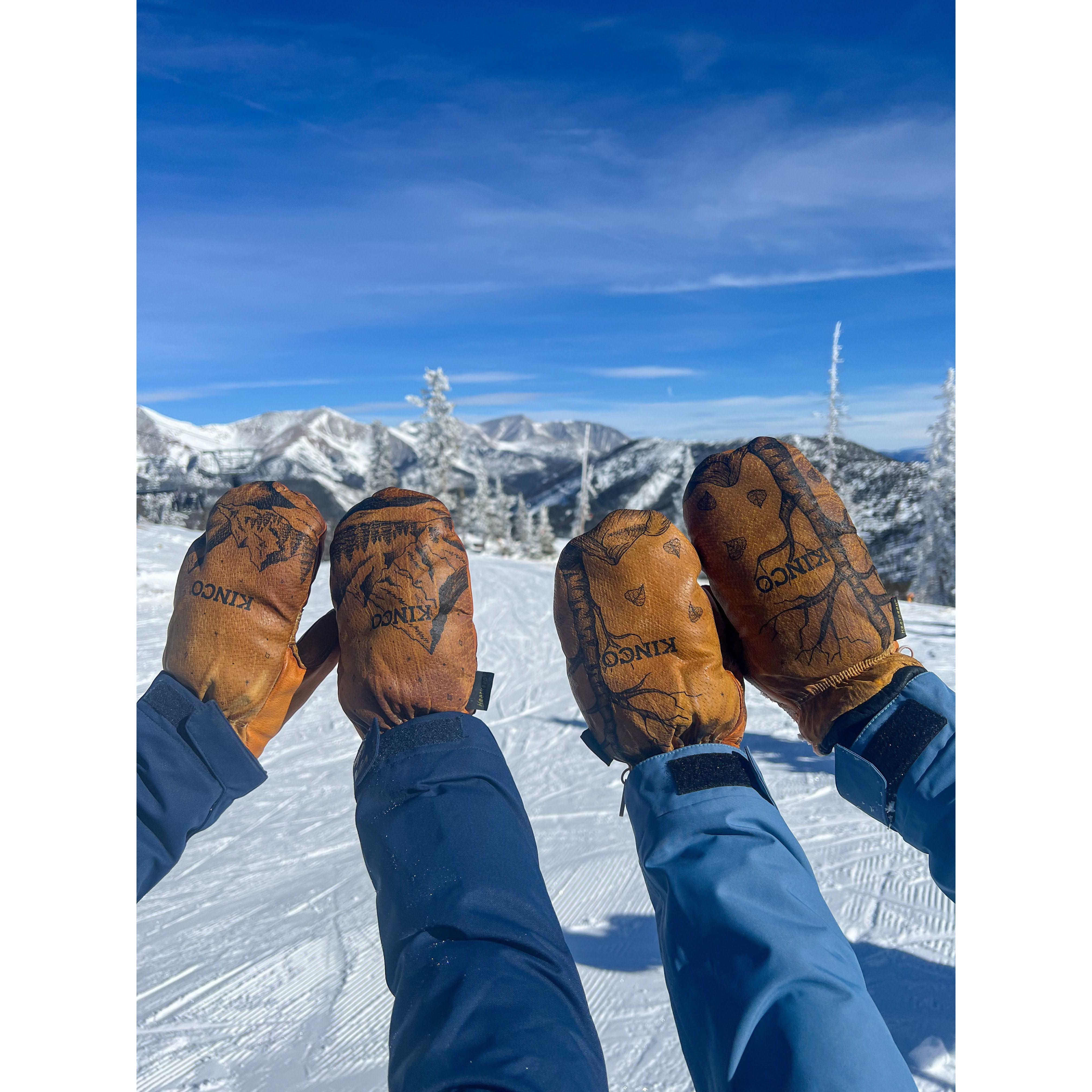 1/20/24 | One of the best ski days of the season at Monarch! We had to get a picture of the gloves that I decorated for us.