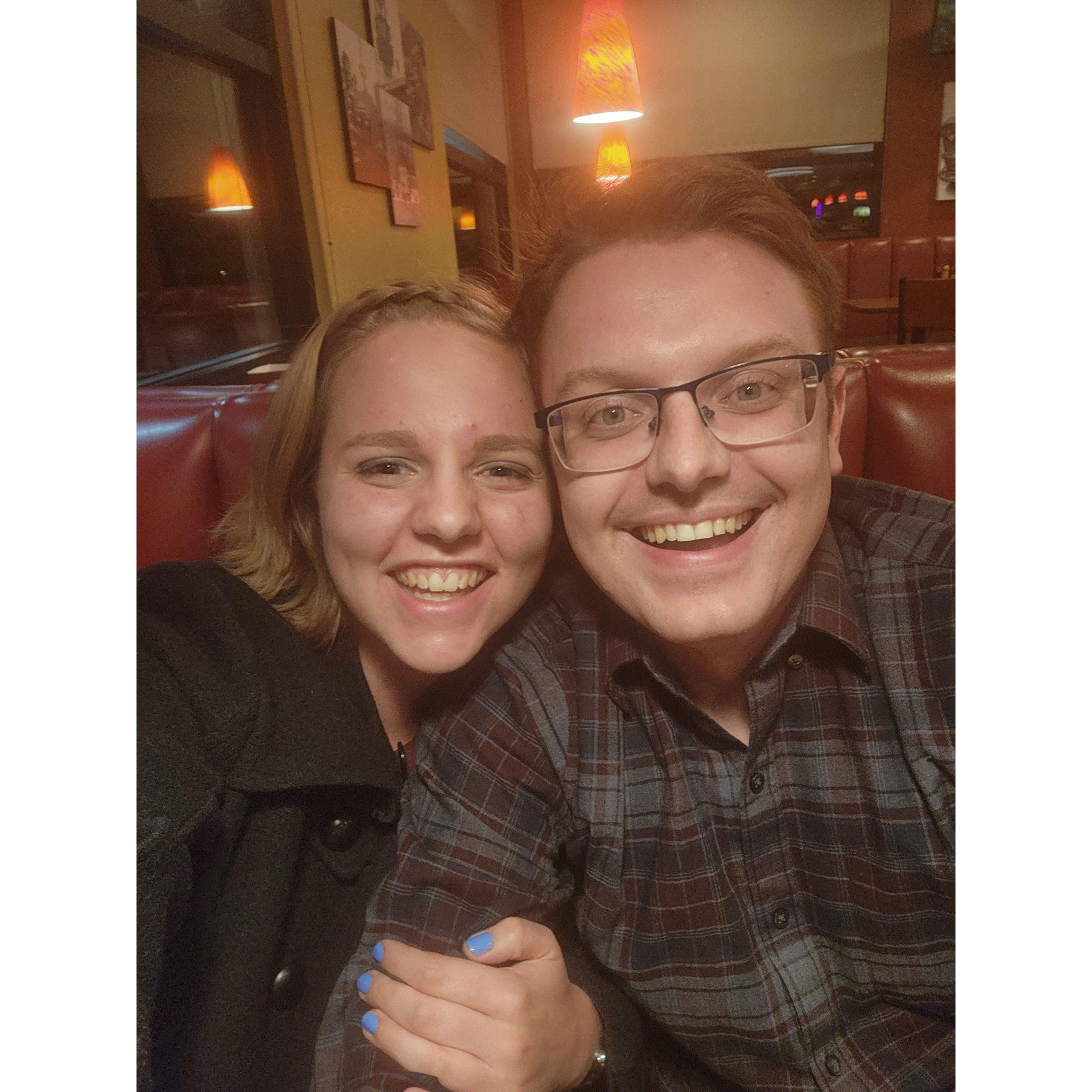 Our first date! Since Matthew got off work late, we had a late night snack at Denny's in Saratoga Springs. We also had our first kiss that night.