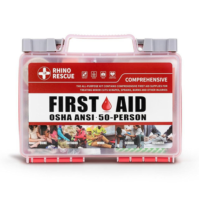 RHINO RESCUE 266 Pieces All-Purpose First Aid Kit, Home & Office Emergency Medical Supplies, Ideal for School, Car, Outdoor, Travel & Camping FSA HSA Eligible