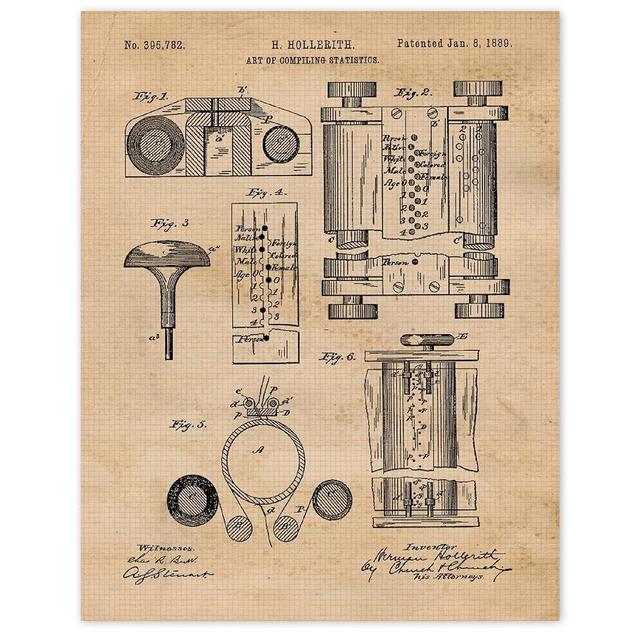 Vintage First Computer Patent Prints, 1 (11x14) Unframed Photos, Wall Art Decor Gifts Under 15 for Home Office Garage Man Cave College Student Teacher Software Engineer Smart Tablet Devices Fan