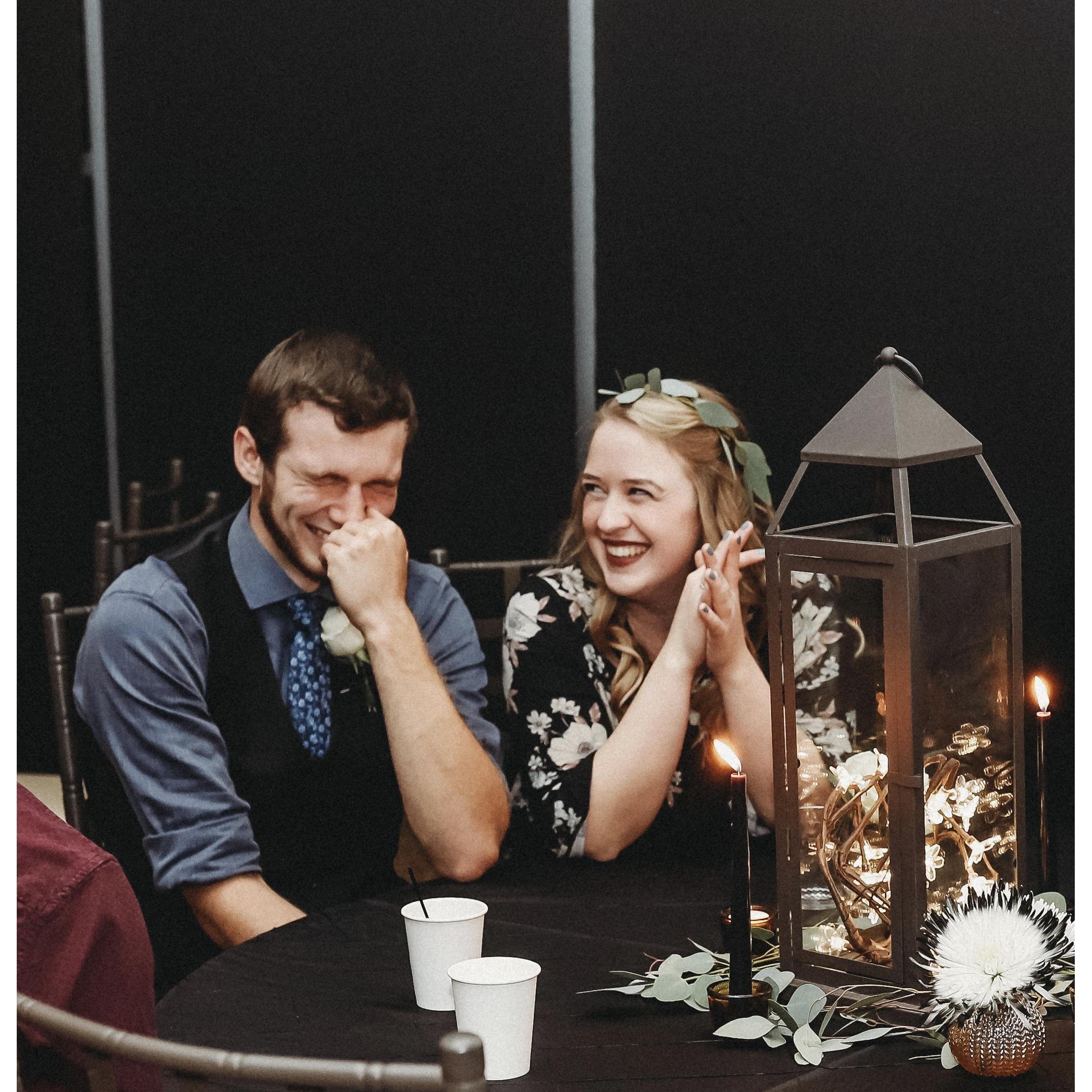 While we were courting, our dear friends (Hannah and Levi, they're both in our wedding party <3) got married, and Brandon and I were both in their wedding party. It was a grand party.