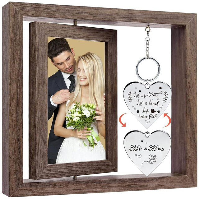 Wedding Gifts Bridal Shower Gifts Engagement Gift for Couples,4x6 Mr & Mrs Wedding Picture Frame,Love is Patient Love is Kind Picture Frame