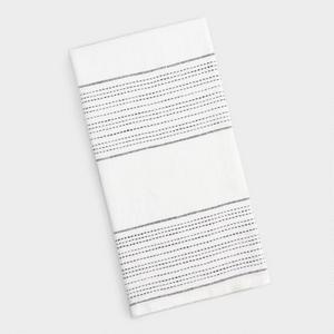 Black and Natural Striped Linen Kitchen Towel