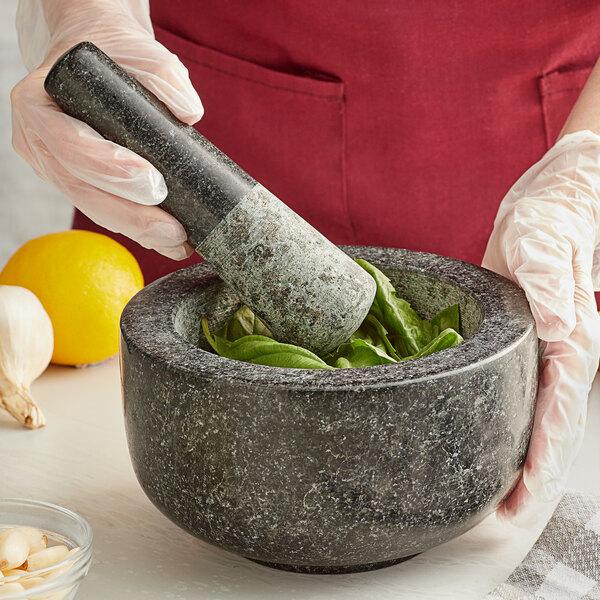 7" Black Granite Mortar and Pestle Set