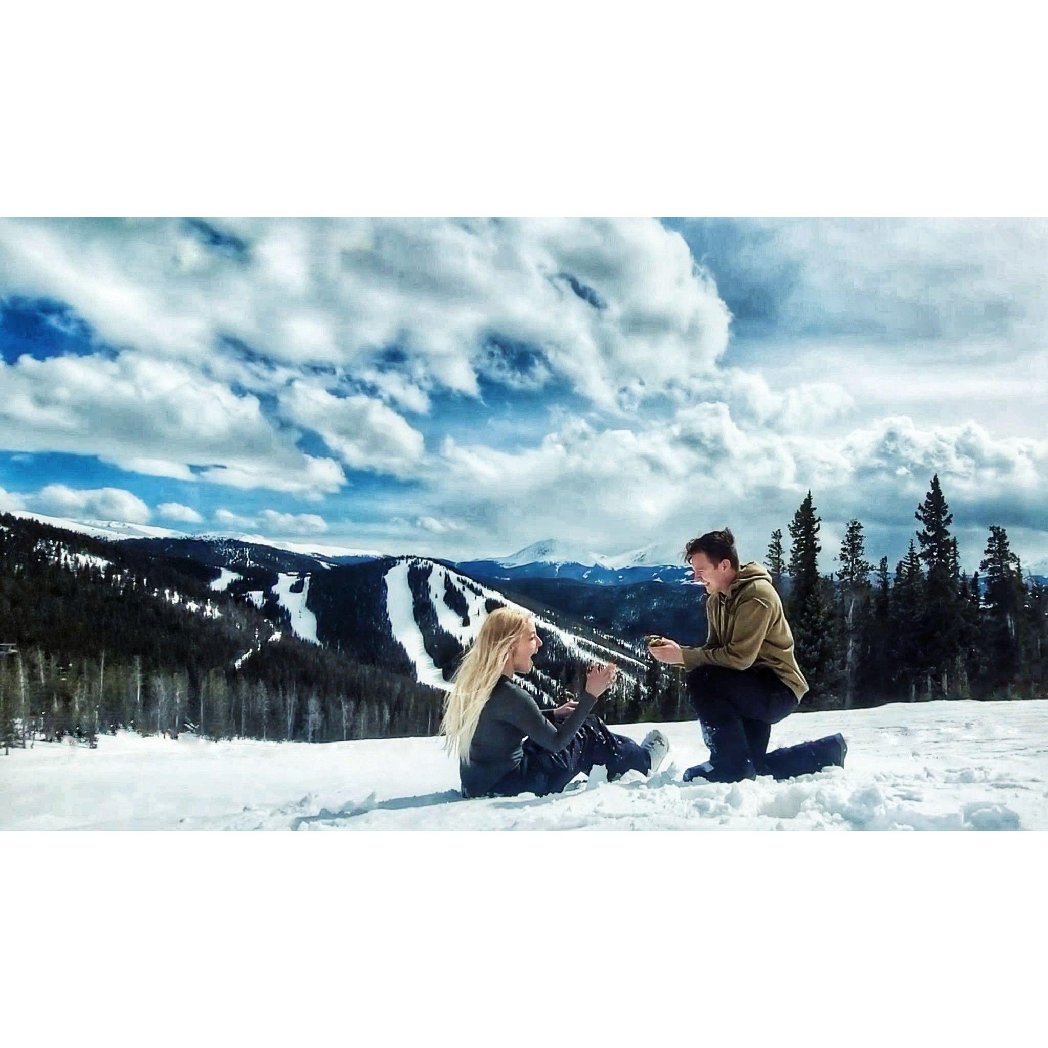 You took me to the mountains we love so much after days of snowboarding and you told me all the reasons you loved me. I didn't suspect what was to come because you do that all the time! You then showed me the ring you had custom made for me based on my design and asked me to marry you. I didn't realize until we were in an elevator hours later that I forgot to say yes! It was just a no brainer and we were busy shedding tears and embracing each other. You then took me out to a 7- course dinner and sang our song to me while playing the guitar. You had never learned to play an instrument before but you took the time just so you could bless me.  You made our proposal so special and beautiful. The time and thought you put into it meant so much to me. Thank you Damian.