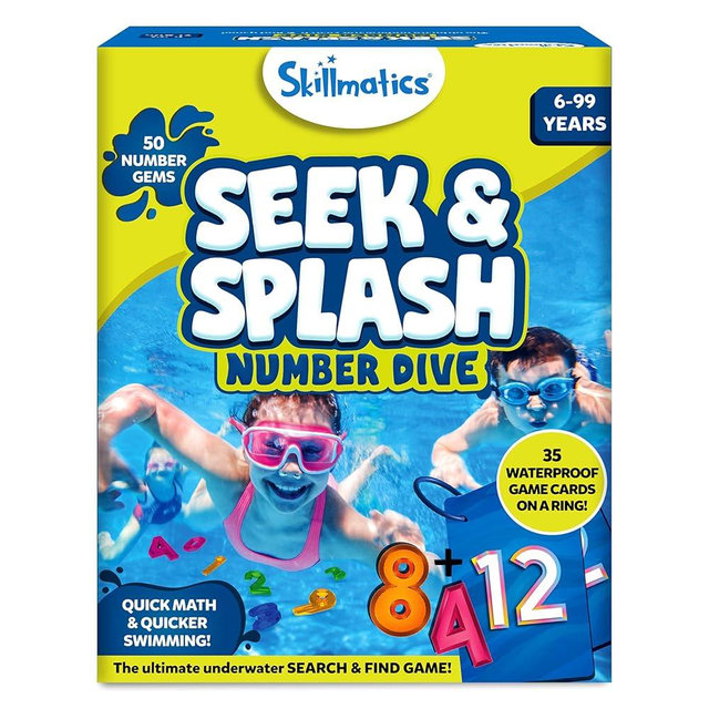 Skillmatics Pool Toys - Seek & Splash, Search & Find Water Game, Swimming Pool Number Dive Toy for Kids, Summer Fun & Gifts for Boys & Girls Ages 6, 7, 8, 9, 10, 11 & Up, Includes 50 Colorful Gems