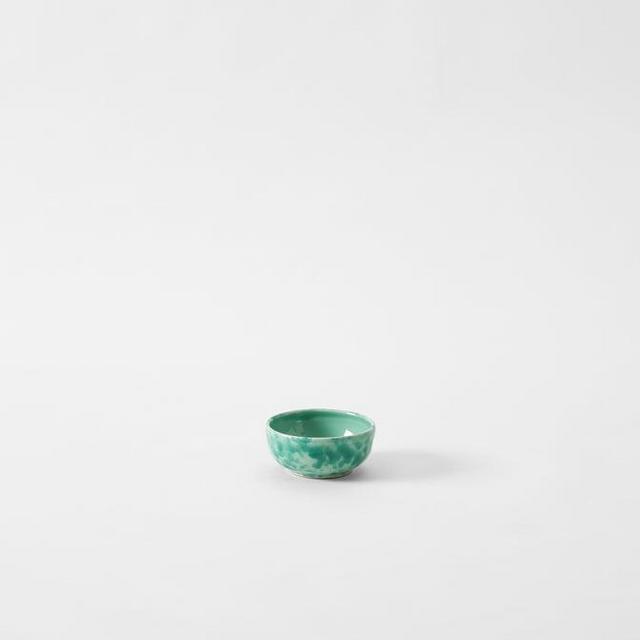 Green on Green Splatterware Oil and Vinegar Bowl