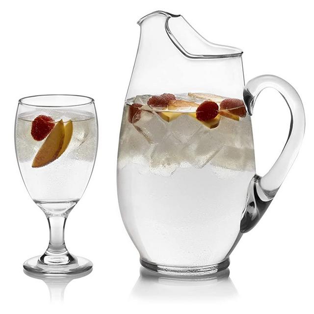 Libbey Carolina Entertaining Set with 6 Goblet Glasses and Pitcher