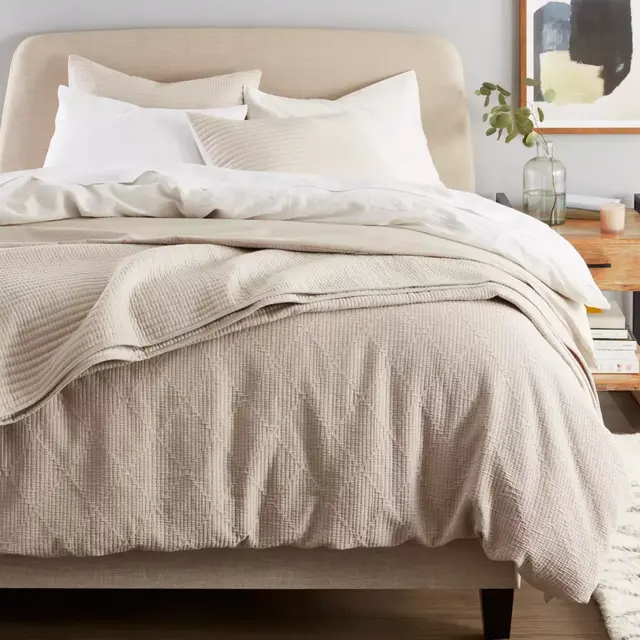 Nestwell™ Pleated Rhombus 3-Piece Full/Queen Duvet Cover Set in Natural
