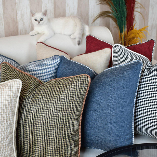Piping Linen Pillow Cover: Decorative Throw Cushion, 20 Colors