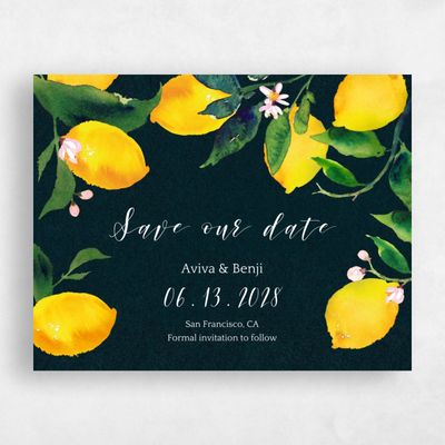Darkest Teal, Green Wedding Save the Date - Folly Landscape