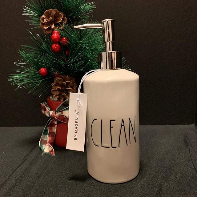 Rae Dunn Artisan Collection by Magenta Large Letter Ceramic Soap Dispenser (White Clean)