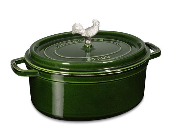 Staub Cast-Iron Oval Coq Au Vin Oven, 5 3/4-Qt., Basil