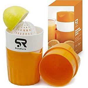 Hand Juicer Citrus Orange Squeezer Manual Lid Rotation Press Reamer for Lemon Lime Grapefruit with Strainer and Container, 2cups