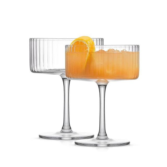 JoyJolt Fluted Coupe Glasses – ELLE 10oz Cocktail Coupe Glasses Set of 2 Ribbed Coupe Glass. Unique Champagne Coupe Glasses, Ribbed Martini Glass or Cocktail Glasses. Vintage Style Drinking Glasses