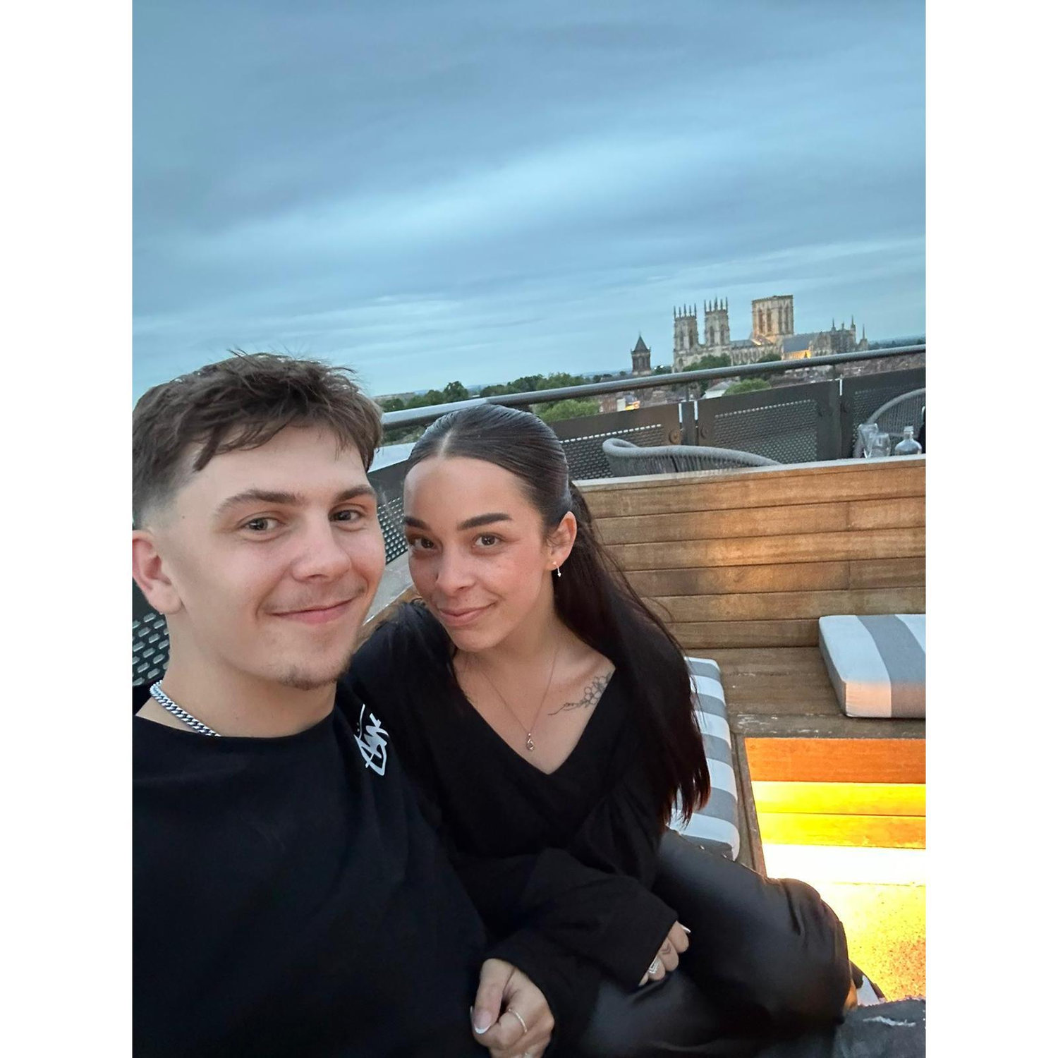 Us at the rooftop bar in York