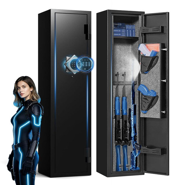 Marcree 2-3 Gun Safe, Gun Safe for Rifles and Pistols, Gun Cabinets for Rifles and Shotguns with Dual Alarm System, Rifle Safe, Gun Safes for Home Rifle and Pistols, No Assembly