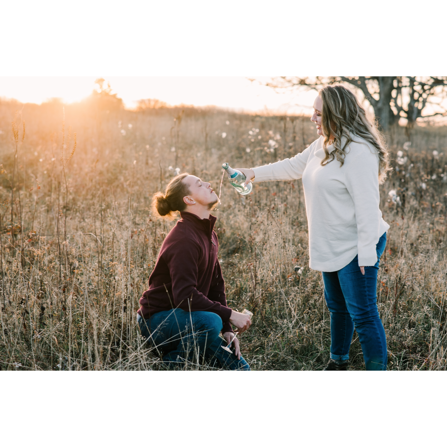 Champagne at the engagement shoot gone wrong... whoops!