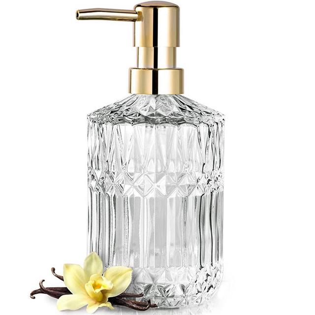 EMPO Clear Glass Soap Dispenser with ABS Plastic Pump, Lotion Dispensers for Kitchen, Bathroom (Crystal)