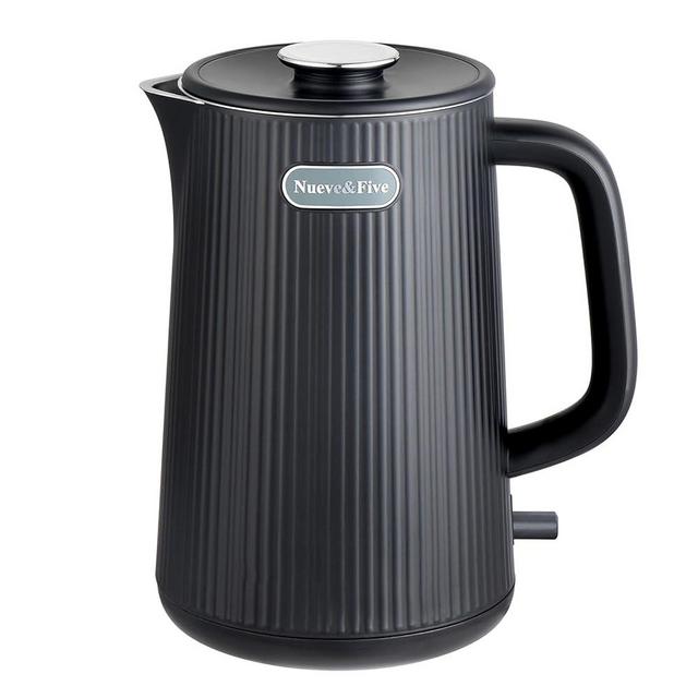 Nueve&Five 1.7L Electric Kettle,Double Wall Electric Tea Kettle,Auto Shut Off,1200W Hot Water Kettle Electric of 304 Stainless Steel-Black
