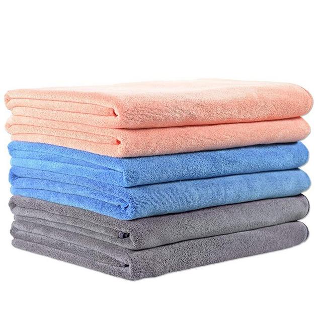 JML Microfiber Towels, Bath Towel Sets (6 Pack, 27" x 55") - Extra Absorbent, Fast Drying, Multipurpose for Bath, Swimming, Fitness, Sports, Yoga, Peach/Grey/Light Blue